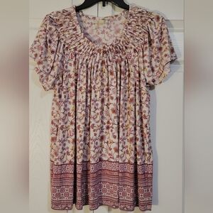 Style & Co. Floral Print Blouse in Pink and Cream